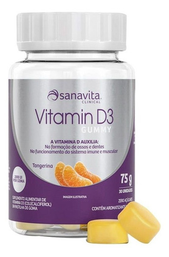 Vitamina D3 Gummy 30 Gomas - Sanavita Sabor Tangerina