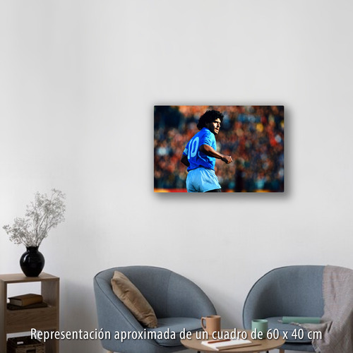 Cuadro Futbol Maradona - Messi 60x40cm Impreso Lienzo Canvas Maradona Napoli
