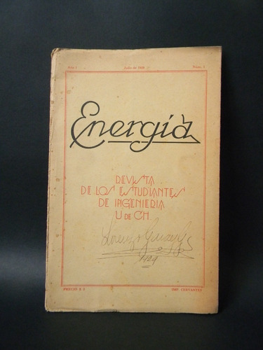 Energía Revista Estudiantes Ingeniería Univ. De Chile 1929