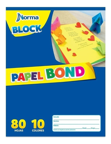 Block Creatividad Carta Papel Bond Colores 80 Hojas Norma