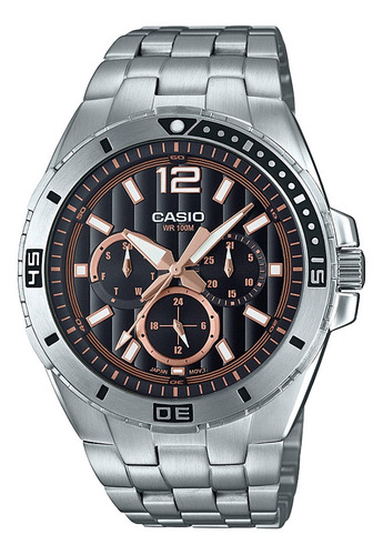 Reloj Análogo Casio Mtd-1060d-1a3vdf Pulso Acero Para Hombre