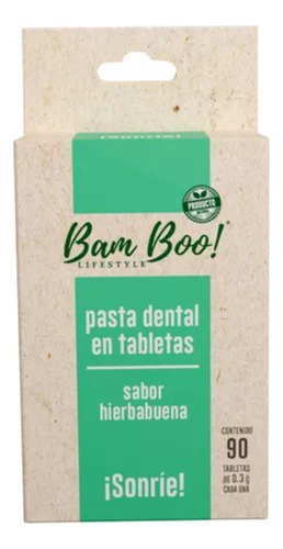 Pasta Dental Sólida De Hierbabuena 90 Tabletas Bam Boo!