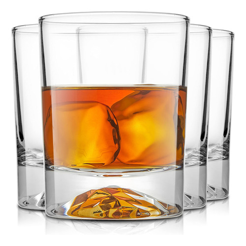 Joyjolt Radiant Crystal - Juego De 4 Vasos De Whisky 'mountain' (cristal De 10 Onzas)