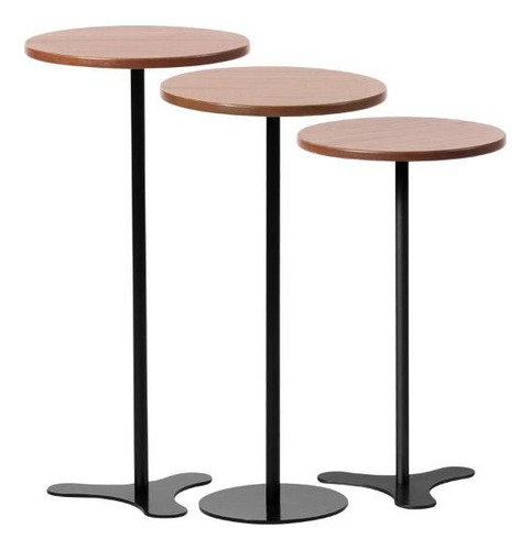 Mesa Lateral Redonda Orb 56 Cm - Canella C/ Preto