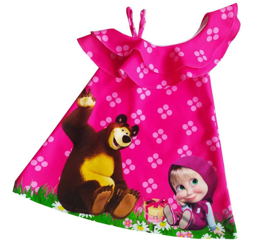 Vestido Con Bolero Para Niñas De Masha Y El Oso - Rj