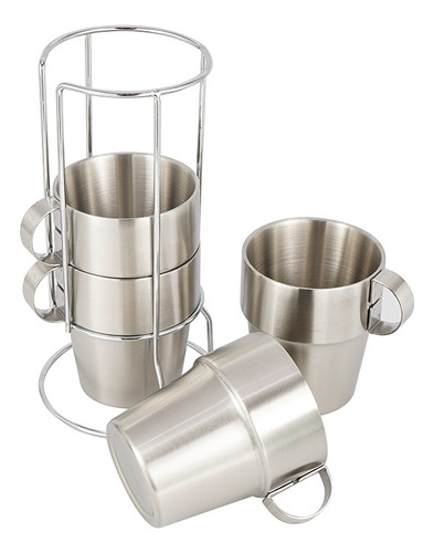 Juego De 4 Tazas Con Bolsa Coreana De Acero Inoxidable