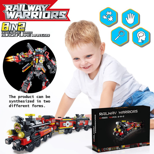 Juguetes De Bloques Tren Transformador Marca Xyz Modelo 8 En Personaje Color