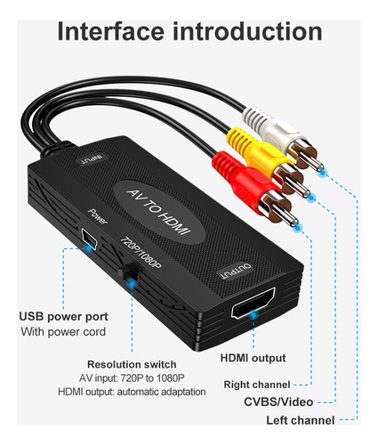 Hh Cabo Conversor Rca Compatível Com Hdmi / Para Rca Av