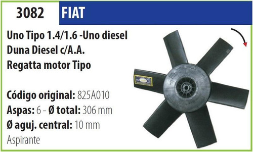 Helice Fiat Uno Duna Tipo 1.4 1.6 Uno Duna Diesel C/a.a. Reg