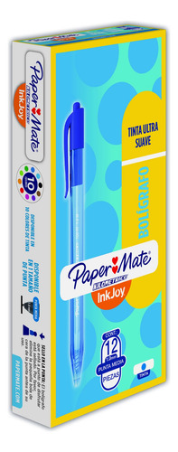 12 Plumas Boligrafo Paper Mate Kilometrico Inkjoy Tinta Azul