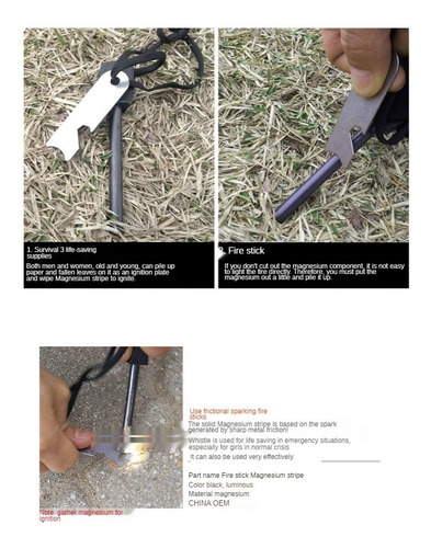 Imagen 10 de 10 de Encendedor Pedernal Magnesio Con Silbato Supervivencia