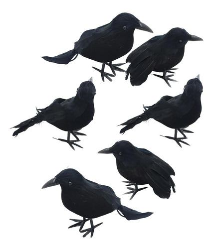 6 Piezas De Cuervos Decoración De Halloween Aves