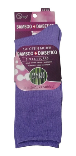 3 Pares Calcetin Mujer Bambu Sin Costuras Violeta