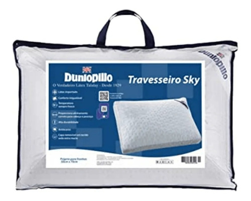 Travesseiro Sky Látex Dunlopillo 70cmx50cmx16cm Macio Cor Branco