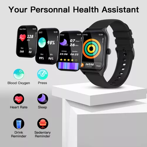 Reloj Inteligente Mujer Hombre con Whatsapp y Llamadas, 1.96 Smartwatch  Pulsera Actividad para Android iOS, Calculadora/Oxígeno Sangre/Monitor de