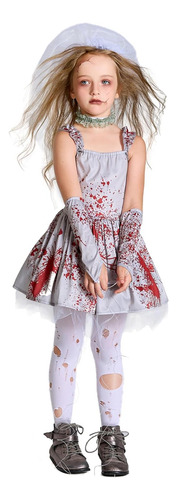 Disfraz De Zombie Vestido Sangriento Para Niña Talla (m) 10-