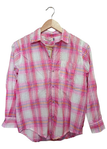 Camisa De Algodón Escocesa Rosa Juvenil Talle 14 Nomad