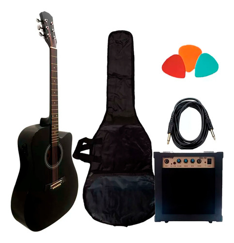 Guitarra Electroacustica Cuerdas De Acero Amplificador Cable