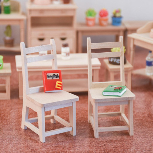 2025 1:12 Silla De Madera Pequeña Casa De Muñecas Miniaturas