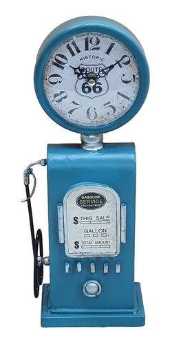 Imagem 1 de 2 de Relógio Bomba De Gasolina Latão Retro Vintage Route 66 -azul