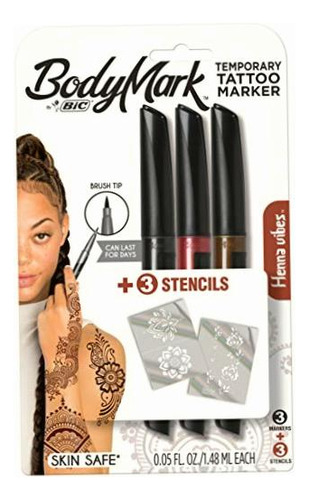 Bic Bodymark Temporary Tattoo Marker, Henna Vibes, Assorted