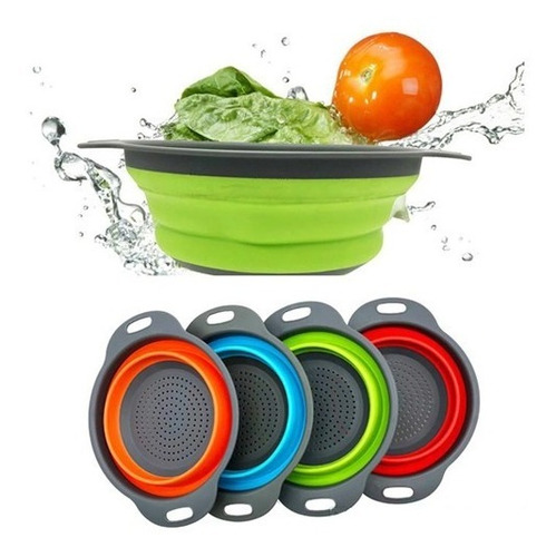 Imagen 1 de 10 de Colador Plegable Silicona Cocina Frutas Verduras Pastas