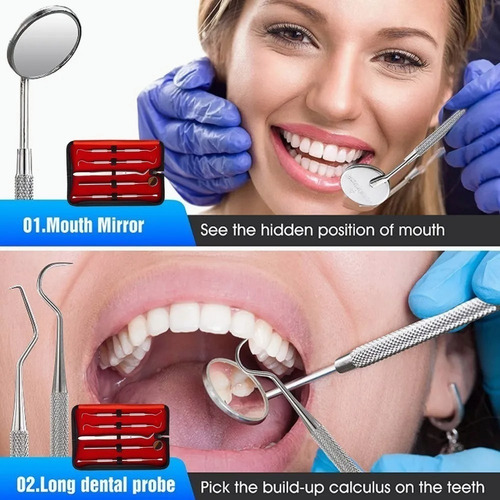 Imagen 7 de 8 de Set De 7 Herramientas De Limpieza Dientes Acero Inoxidable