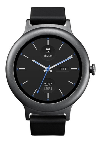 Smartwatch LG Watch Style 1.2" caja de  acero inoxidable  titanium, malla  negra de  cuero LG-W270