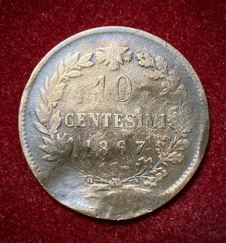 Moneda 10 Centésimos Italia 1867 Km 11 Vittorio Emanuele 2 (Usado)