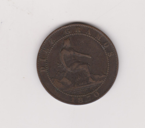 Moneda España 10 Centimos Año 1870 Muy Bueno
