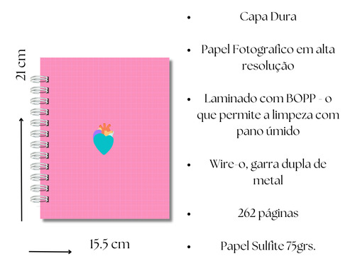 Planner Caderno Diário Devocional Cristão - Personalizado A5 Rosa Corações 2025