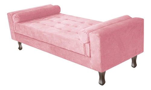 Divã Recamier Sofá Félix 140cm Suede Rosê - Am Decor Cor Rosa Bebê