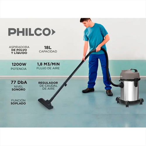Aspiradora De Tacho Tanque Metálico Philco 18 Lts 1200w