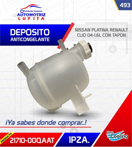 Deposito Anticongelante Nissan Platina Renault Clio 04- 1.6l