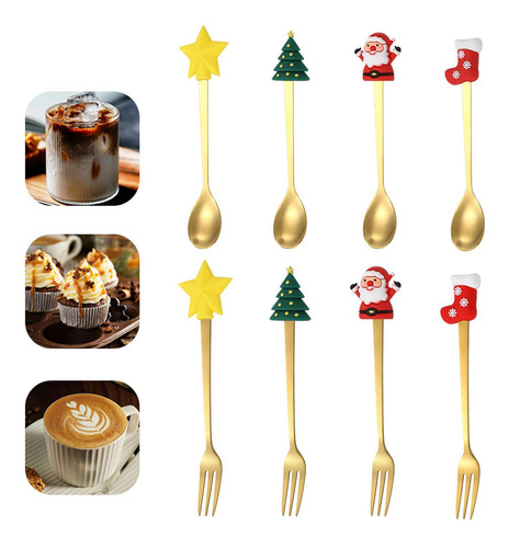 Juego De Tenedores Y Cucharas Navideñas, Juegos De