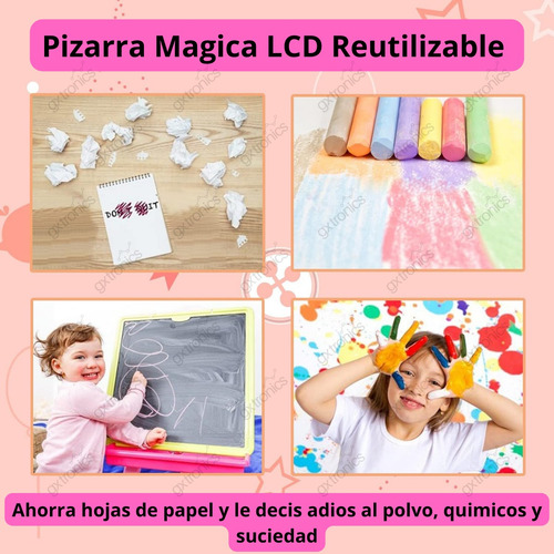 Pizarra Magica Tablet Niños Lcd 8.5 Con Plantillas De Dibujo Color Rosa
