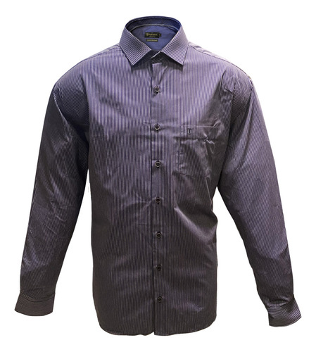 Camisa Masculina Comfort Individual Fio Tinto Azul Marinho