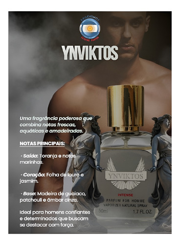 Perfume Masculino Ynviktos 50ml Fragrância Eau De Parfum Alta Fixação 12 Horas
