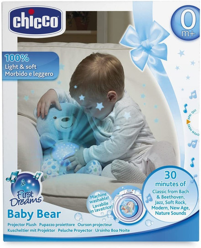 Imagen 5 de 6 de Chicco Azul Oso Peluche Proyector Musical Hora Dormir Bebé