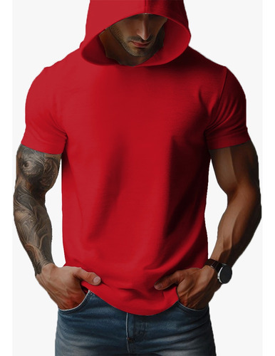 Playera Hombre Manga Corta Con Capucha Regular Fit