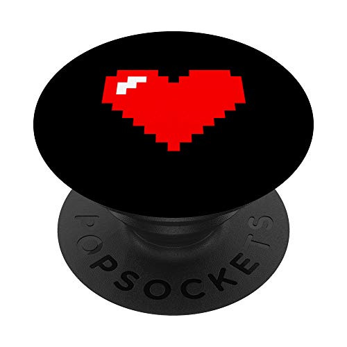 Retro Video Game Heart - Black Popsockets Popgrip: Zzcrm