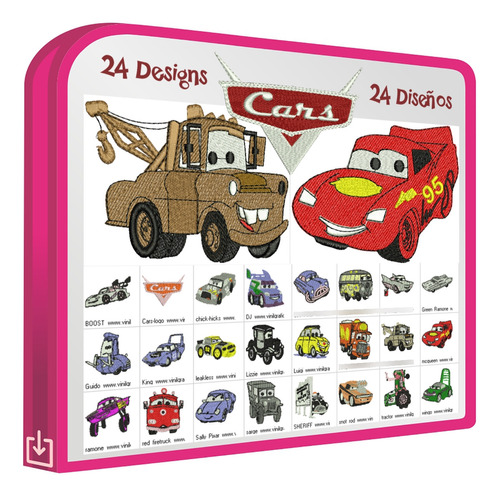 Cars Set De 24 Matrices Bordadoras Infantiles Bordar Ropa