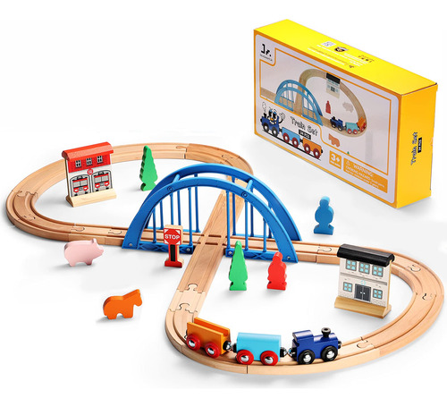 Sainsmart Jr. Juego De Tren De Madera 8 Para Nios Pequeos Co