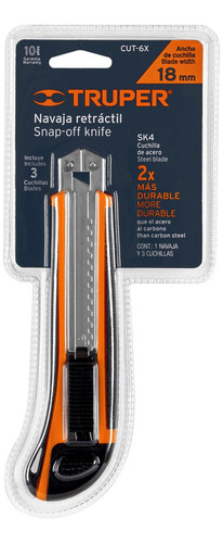 Cutter 6 Con Grip Navaja De Acero 18mm Truper 16977