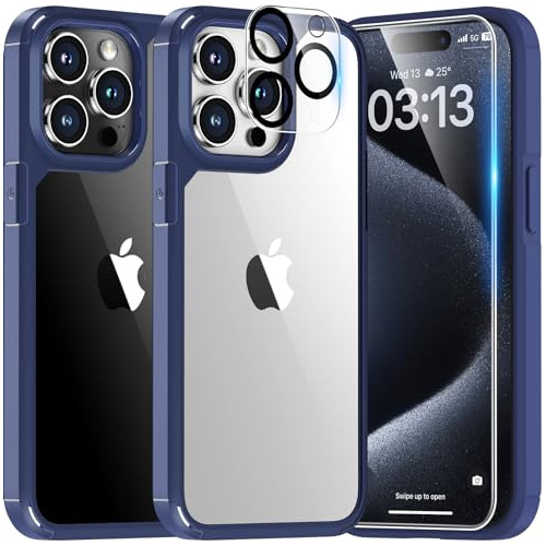 Funda Tauri iPhone 15 Pro + Vidrio Templado - Azul