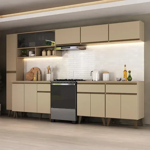 Armário De Cozinha Completa Atlanta Midtown Carraro Amêndoa