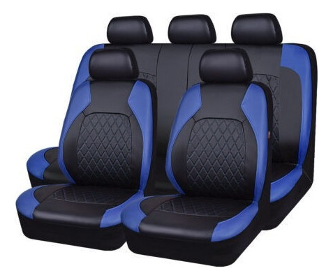 Cubre Asientos De Coche Piel Universal Respirable 9 Piezas Azul