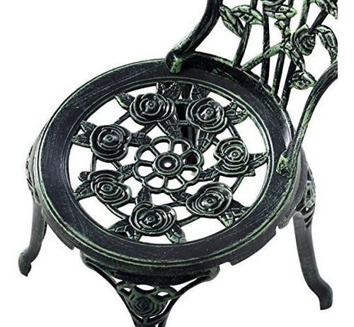 Casart 3 Piece Bistro Set Cast Rose Design Antique Outdoor