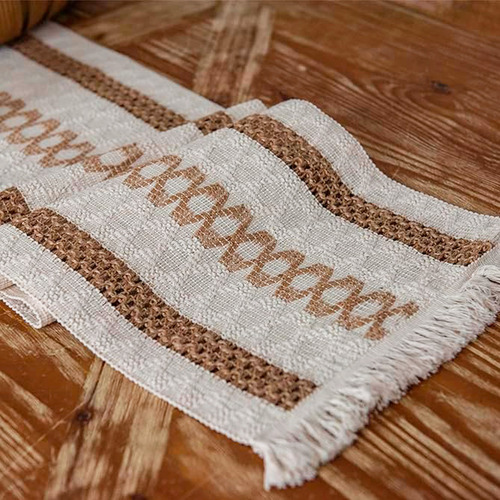 Camino Mesa Bohemio Algodón Yute Beige 180x30cm