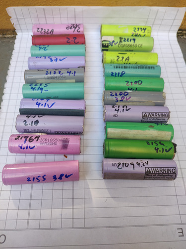 25 Baterias 18650 Amperagem De 1,9 Ah A 2,1 Amperes Testada